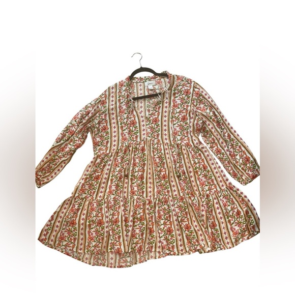 Japna Orange and Cream Floral Mini Dress - Picture 2 of 6